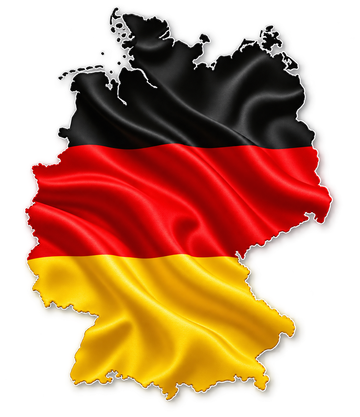 Map of Germany in the national flag colours